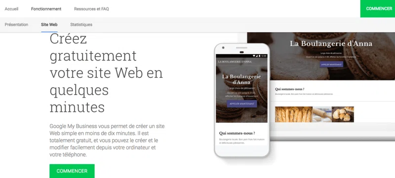 nouveautés google my business : créer un site