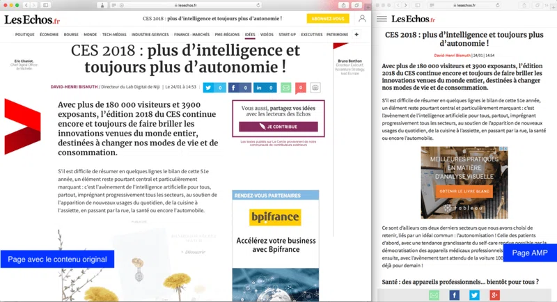 Exemple les echos page AMP - nouvelle règle AMP - Araoo