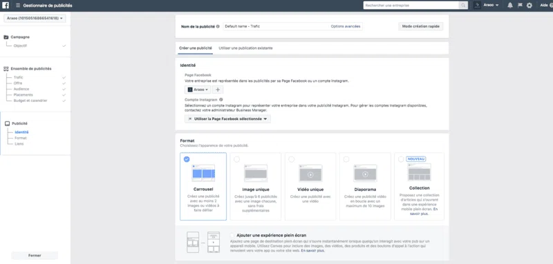 choix format publicité facebook ads - Araoo blog