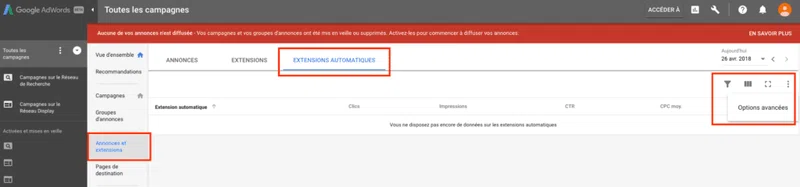 Extensions automatiques - extensions d'annonces Google Adwords - Araoo