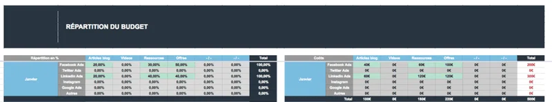 budget de publicité en ligne - répartition en pourcentage contenus - Araoo