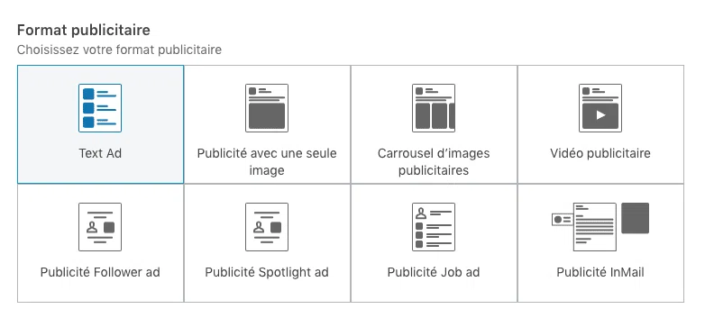 formats publicitaires linkedin ads