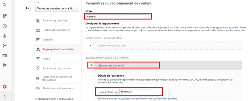 Configuration grouprement de contenu