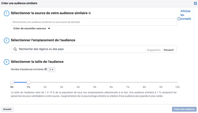 création audience similaire facebook