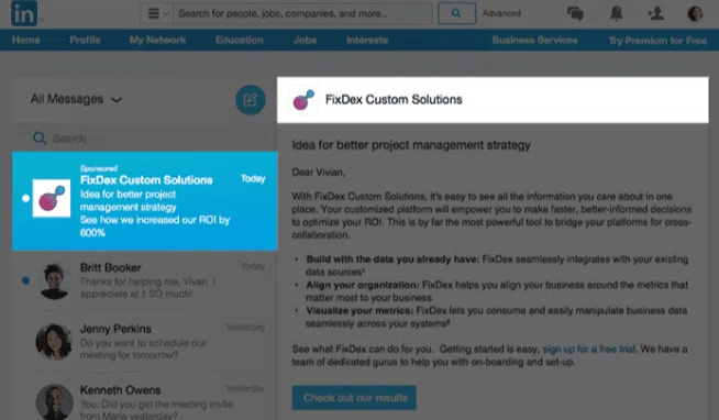 Sponsored Inmails Linkedin