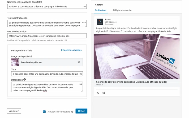 format de publicité linkedin ads - image seule