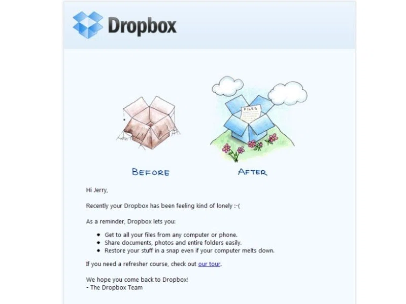 exemple email dropbox